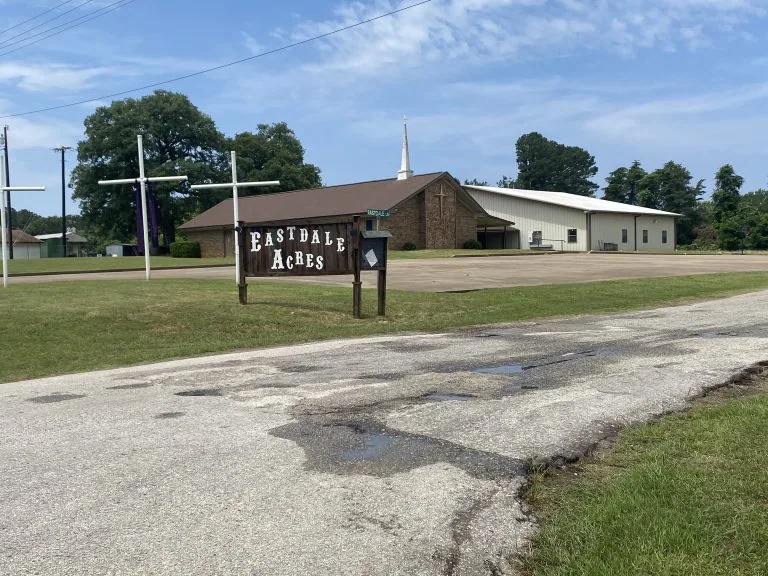 The Eastdale Acres community sign at the neighborhood park entrance